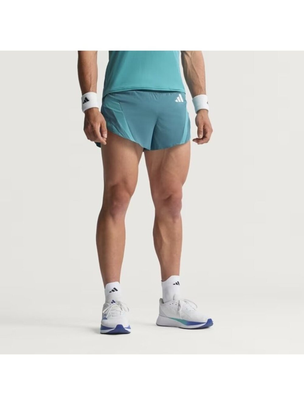 Adidas Adizero Archive 2" Running Gel Short Size Medium Men Teal JV9309 - Picture 2 of 9